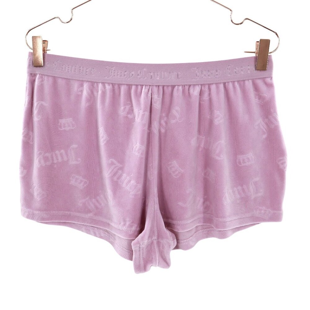 Juicy Couture Sleep Shorts Womens L Pink Velour Beach Casual Lounge Wear Weekend